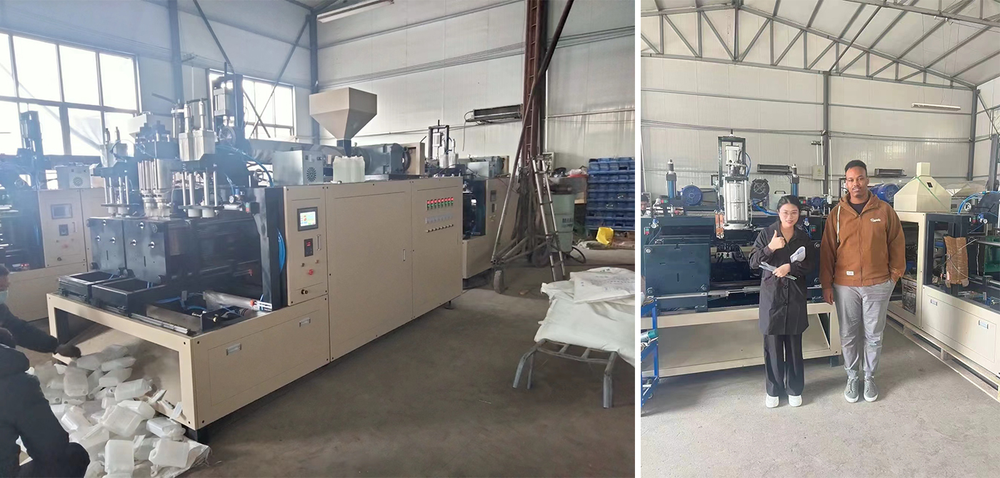 عميل نيجيري يزور مصنعنا لآلات النفخ للفحص