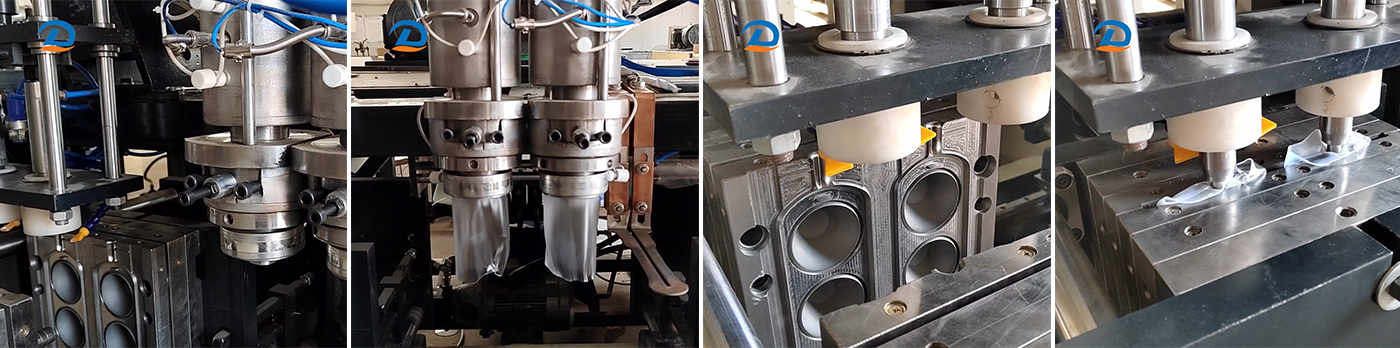 آلة نفخ وعاء الزيت اللولبي المزدوج شبه الأوتوماتيكية مع تصميم خط مستوى السائل